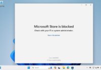 Microsoft Store showing a blocked-access message with an error code