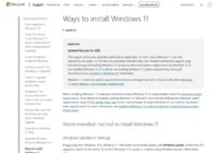Microsoft Support Ways to install Windows 11 page
