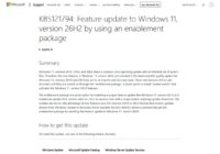 Microsoft Support article on the KB5121794 26H2 enablement package