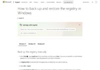 Microsoft Support guide to backing up and restoring the Windows registry