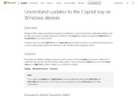Microsoft Support page explaining updates to the Copilot key on Windows devices