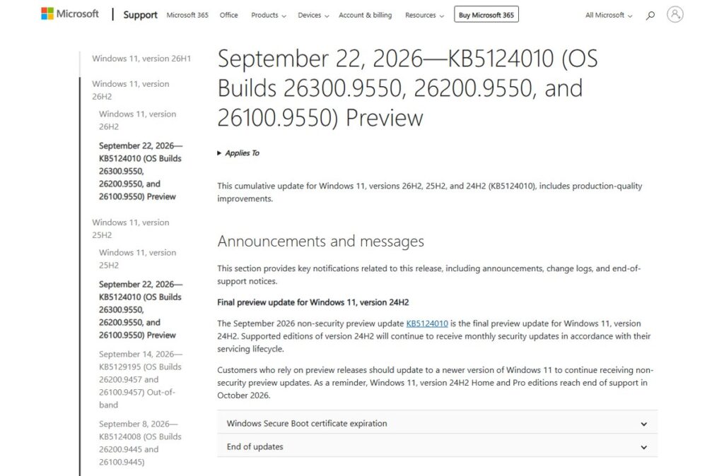 Windows 11 26H2 build numbers: 26300, 26200 and 26100 explained - Techdows