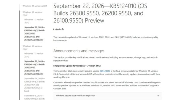 Windows 11 26H2 build numbers: 26300, 26200 and 26100 explained