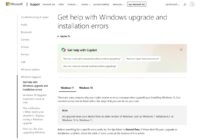 Microsoft Support page for Windows upgrade and installation errors