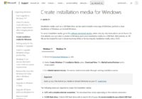 Microsoft Support page for creating Windows installation media