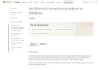Microsoft Support page for fixing Ethernet connection problems in Windows