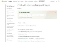 Microsoft Support page showing steps to start a Teams chat