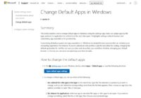 Microsoft Support page titled Change Default Apps in Windows