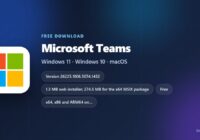Microsoft Teams logo with version, size and supported systems