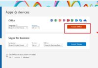 Microsoft account Apps and devices page with an Install Office button