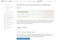 Microsoft support page Fix Wi-Fi connection issues in Windows