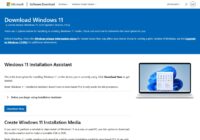 Microsoft's Download Windows 11 page listing installation options