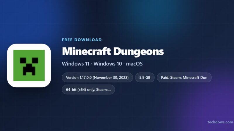 Minecraft Dungeons price, download size and supported platforms