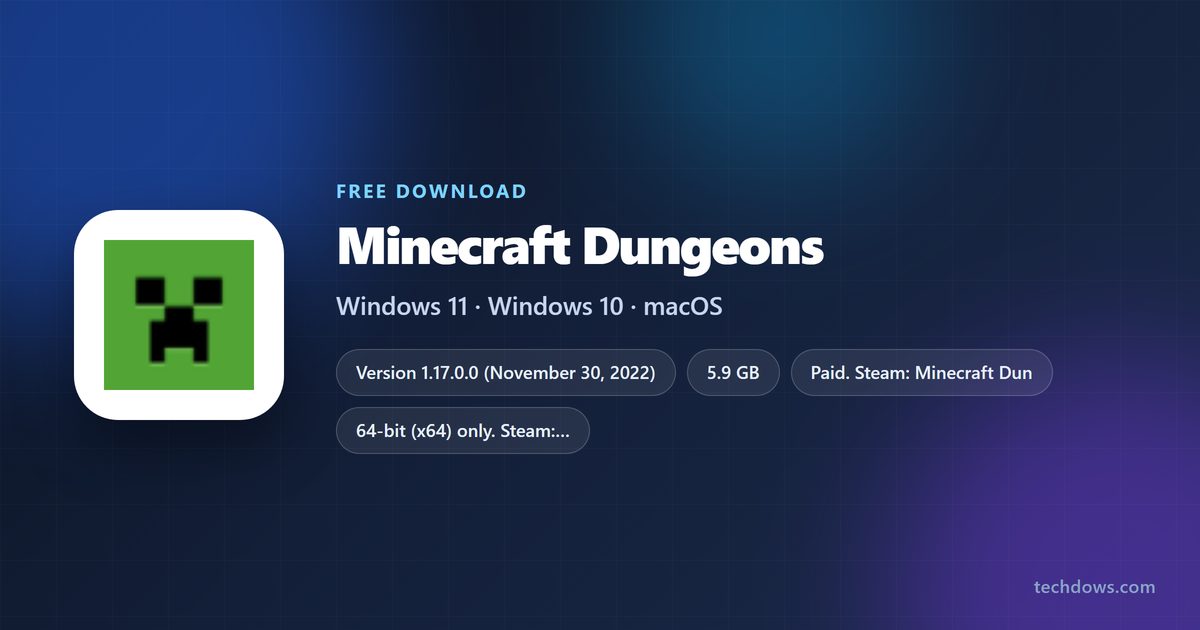 Minecraft Dungeons price, download size and supported platforms