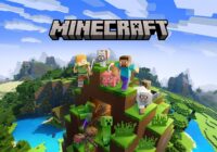 Minecraft key art with Steve, Alex and assorted mobs