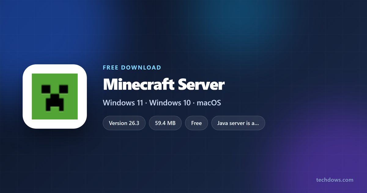 Minecraft server card with versions, file sizes and supported systems