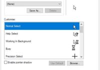 Mouse Properties Pointers tab showing the pointer Customize list