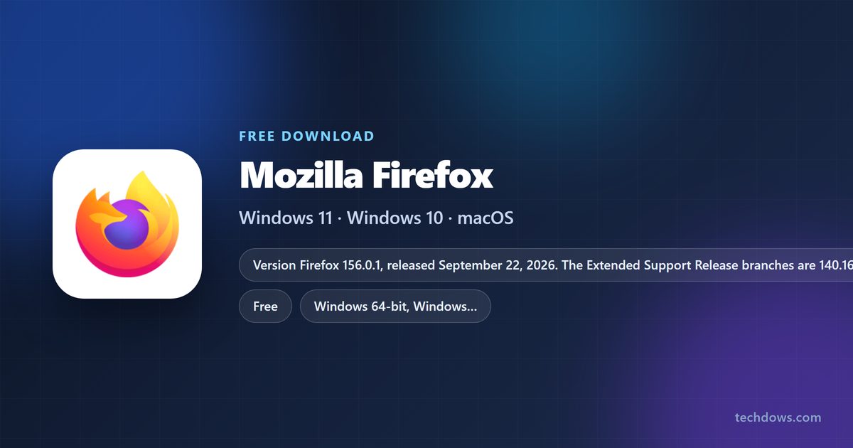 Firefox card listing version, builds and supported operating systems