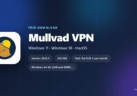 Mullvad VPN download card with version, size and supported systems
