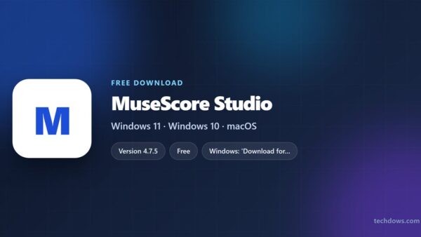 MuseScore Studio card listing version, licence and supported systems
