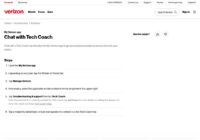 My Verizon app steps for starting a Tech Coach chat