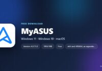 MyASUS logo with version, download size and supported systems