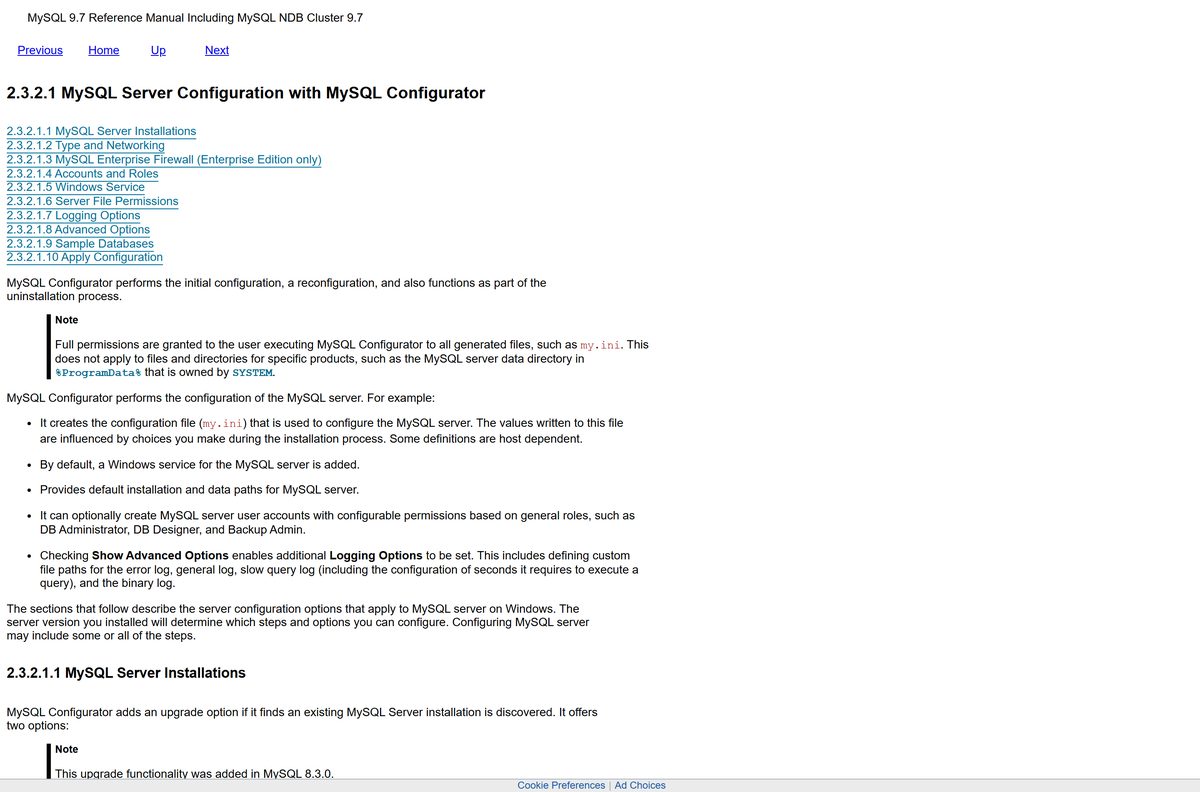 Configurator documentation listing server setup steps on Windows