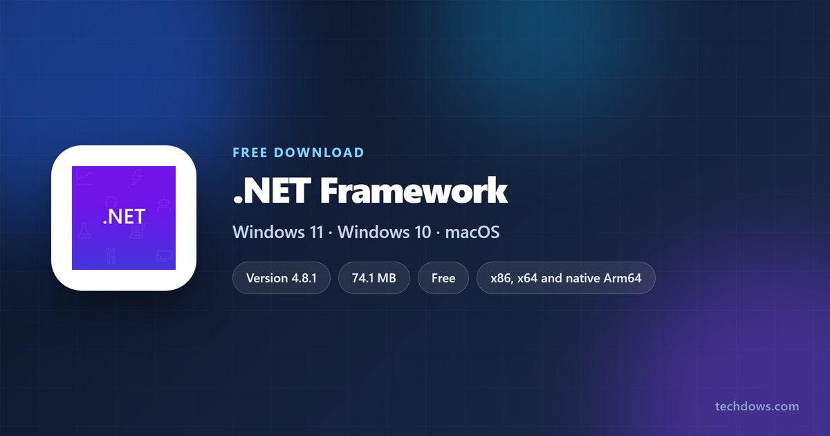 .NET Framework version, licence, installer size and supported Windows versions