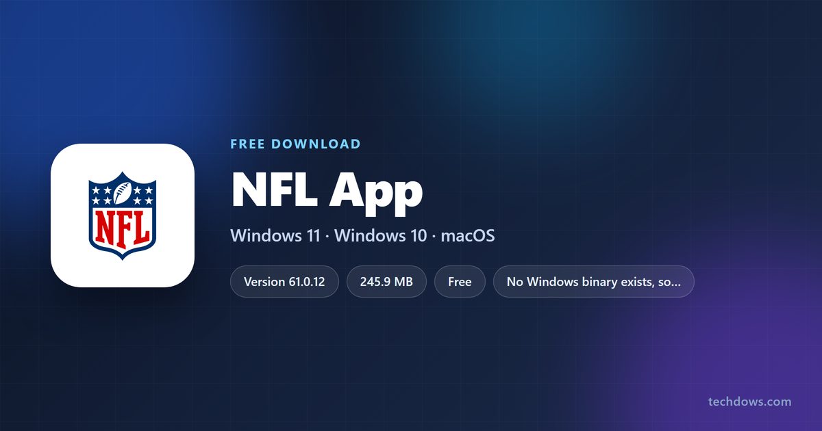 Spec card listing version, download size and supported devices for NFL