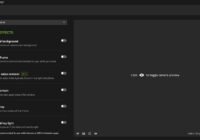 NVIDIA Broadcast camera panel listing background, auto frame and eye contact effects