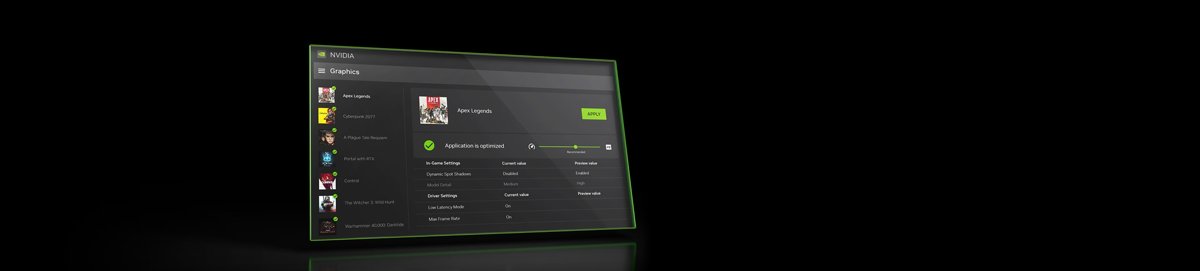 NVIDIA app game optimization screen for Apex Legends with settings