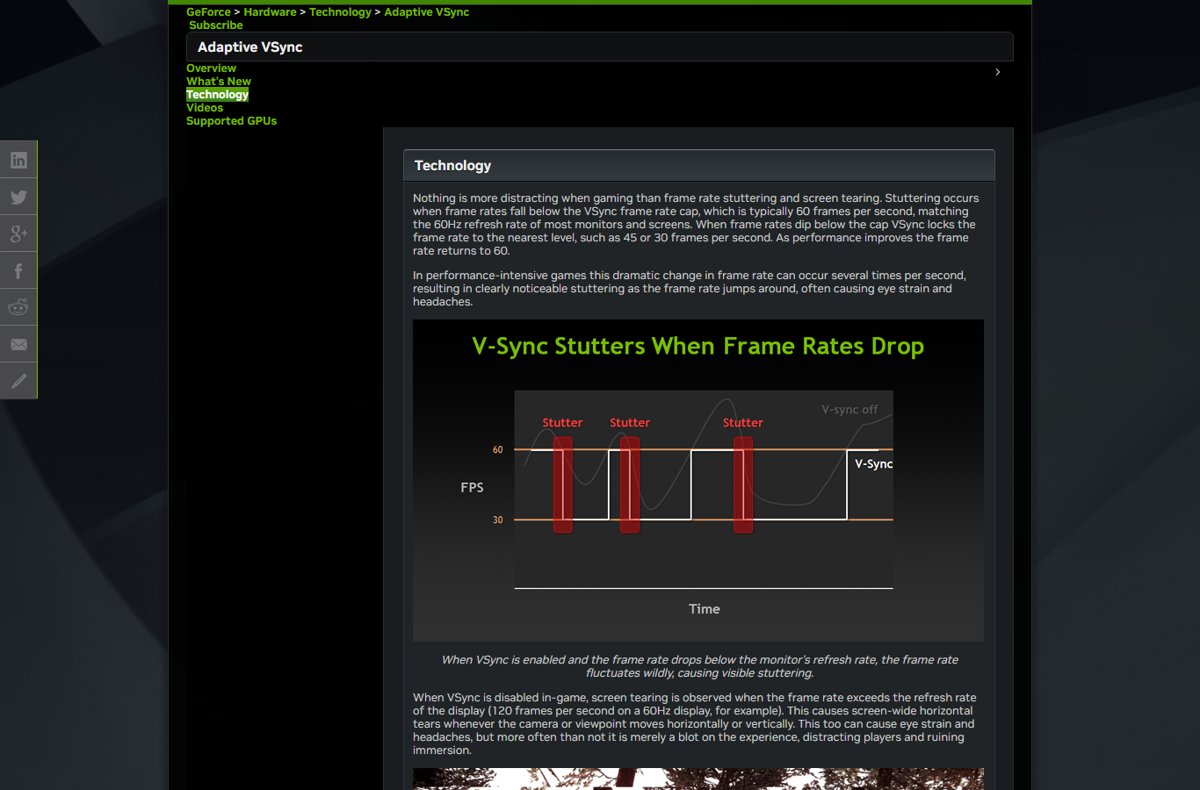 NVIDIA chart showing VSync frame rate stutter between 60 and 30 fps