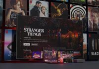 Netflix Stranger Things title screen shown across TV, laptop and phone