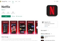 Netflix app listing on the Google Play Store with the Install button