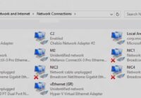 Network Connections window listing several Ethernet and virtual adapters