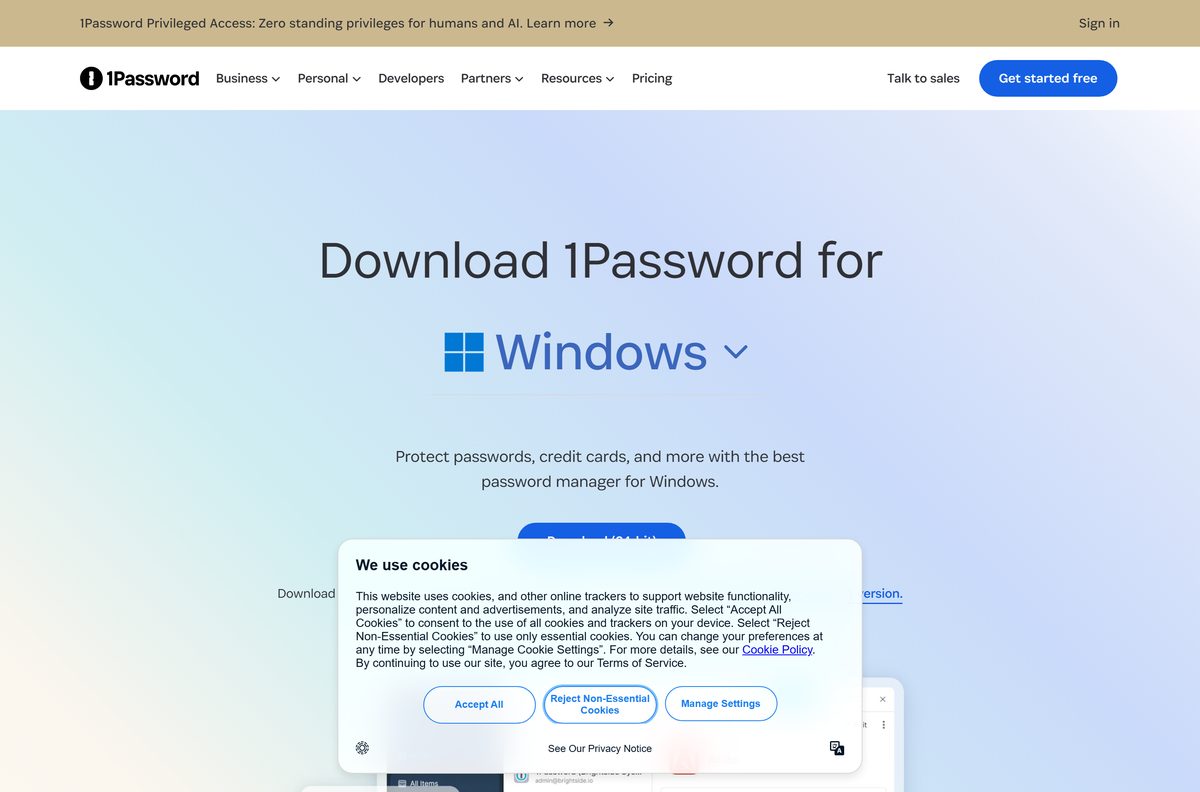 Official Windows download page with the 64-bit button and Store badge