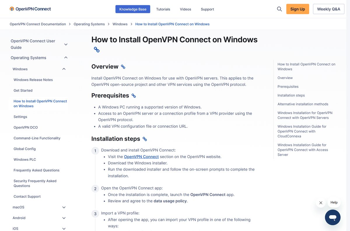 Windows installation guide listing prerequisites and profile import steps