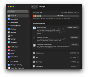 Optimise Storage Recommendations On Macintosh