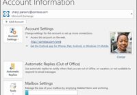 Outlook File menu Account Information screen with Automatic Replies button