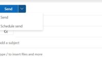 Outlook Send button dropdown menu with Schedule send option