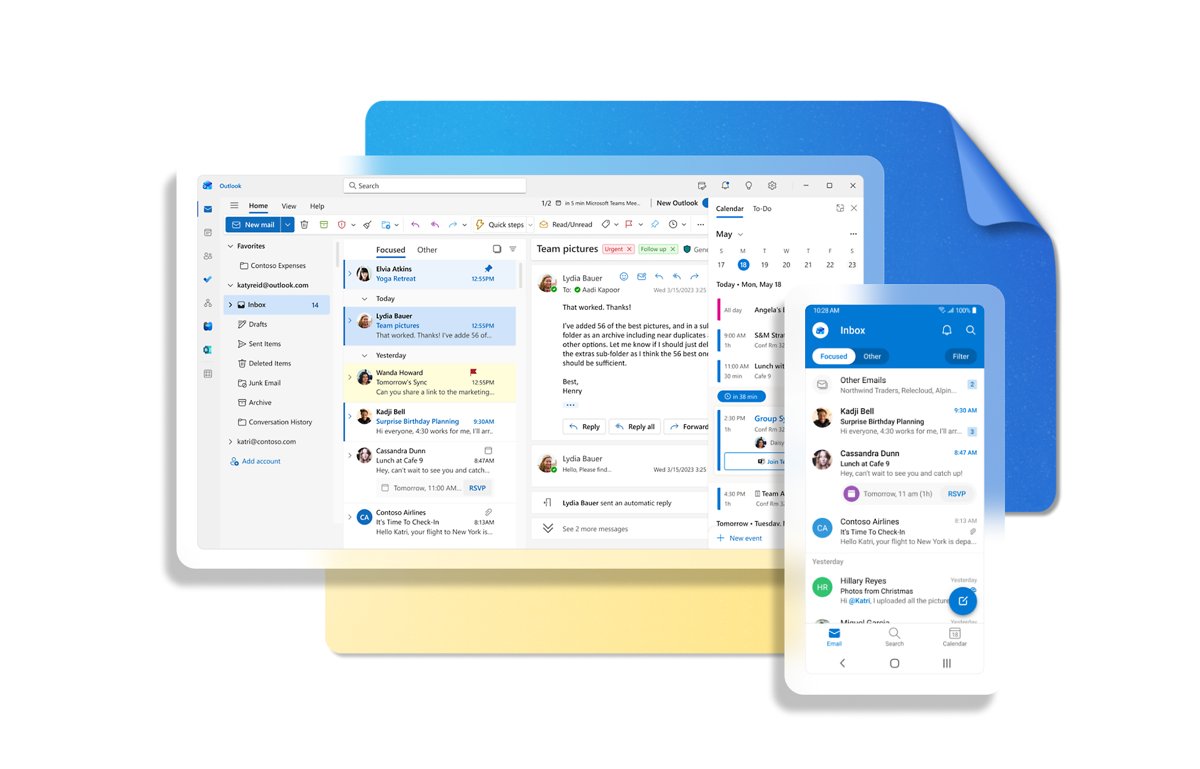 Outlook desktop and mobile inbox showing Focused and Other tabs