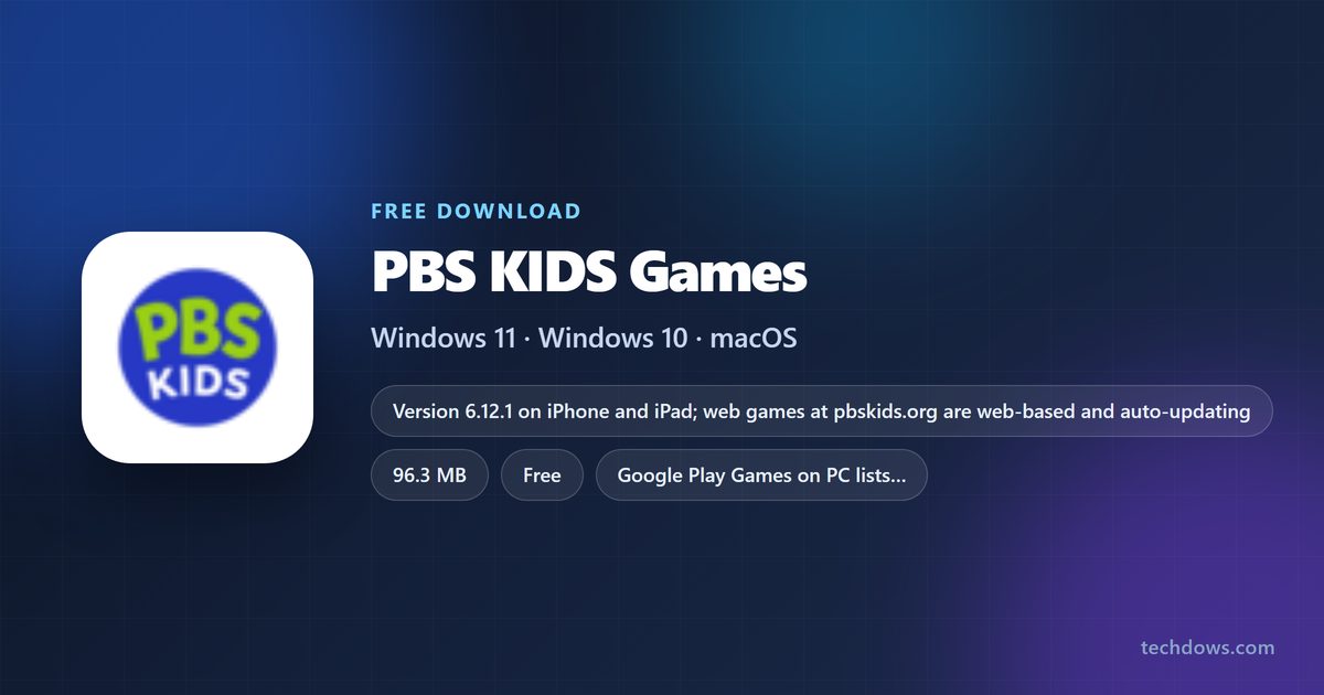 PBS KIDS Games download size, price and supported platforms