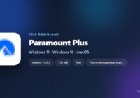 Paramount+ logo with version, download size and supported Windows builds