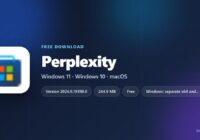 Perplexity card with version, download size and supported systems