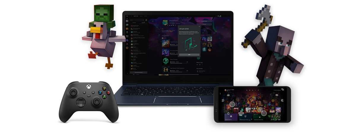 Phone streaming an Xbox home screen with installed games during remote play