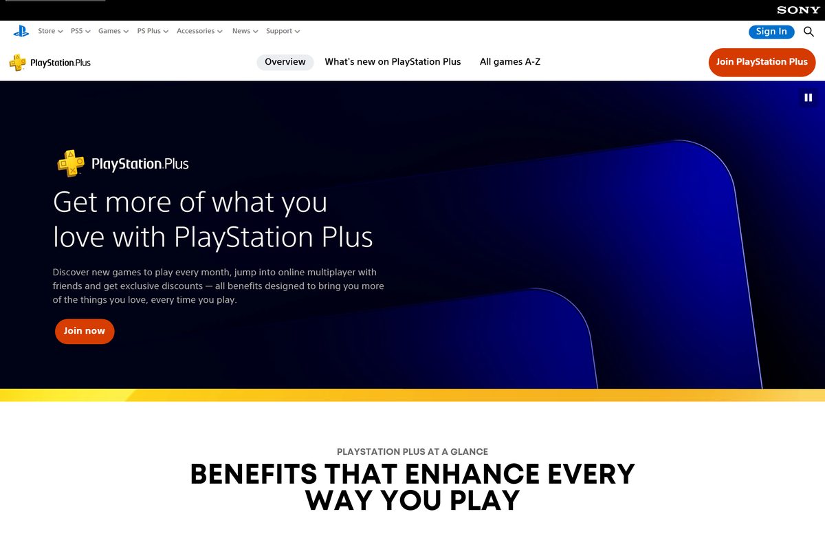 PlayStation Plus membership tiers with monthly and yearly prices