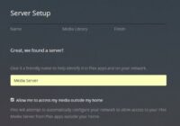 Plex Server Setup wizard naming the server with remote access ticked