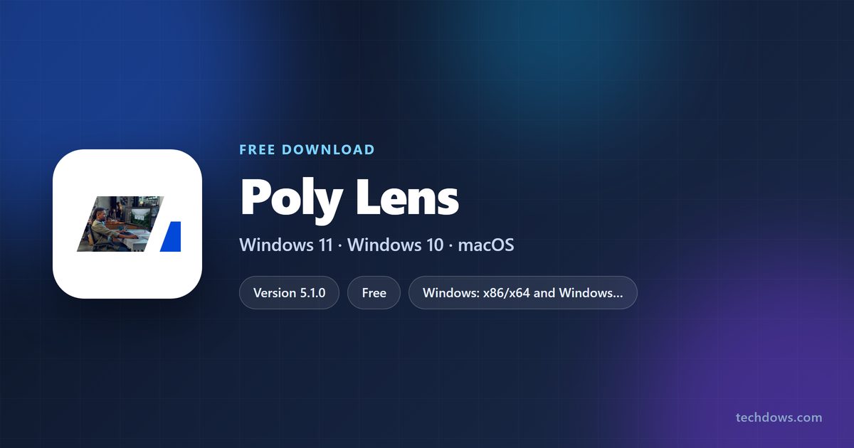 Poly Lens spec card with version, systems and price