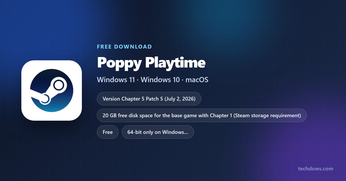 Poppy Playtime price, disk space and supported platforms