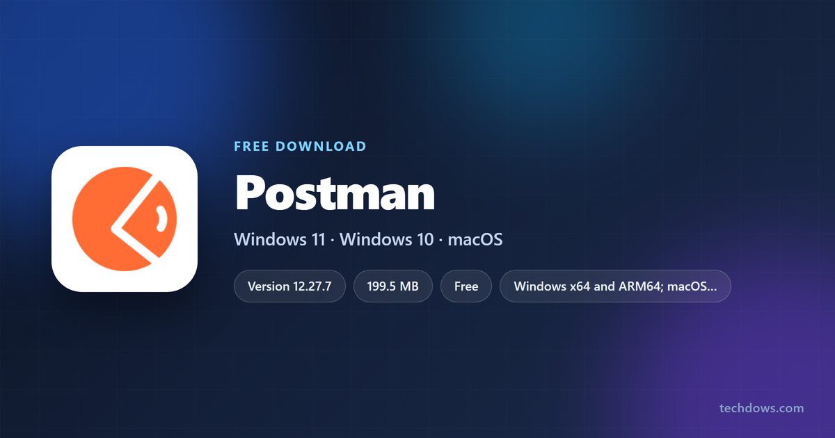 Postman logo with version, download size and supported systems